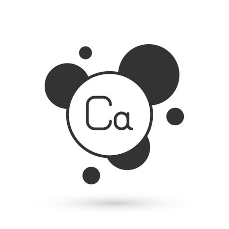 Grey Calcium chemical element icon isolated on isolated on white background. Vectorのイラスト素材