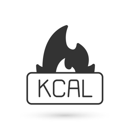 Grey Kcal icon isolated on isolated on white background. Health food. Vectorのイラスト素材