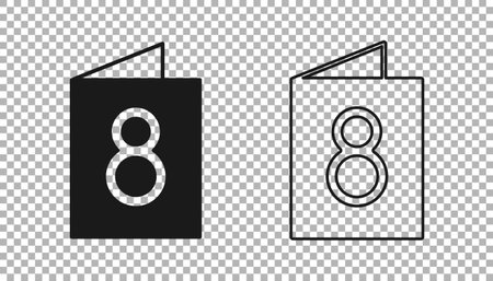 Black Greeting card with 8 March icon isolated on transparent background. International Happy Women Day. Vectorのイラスト素材