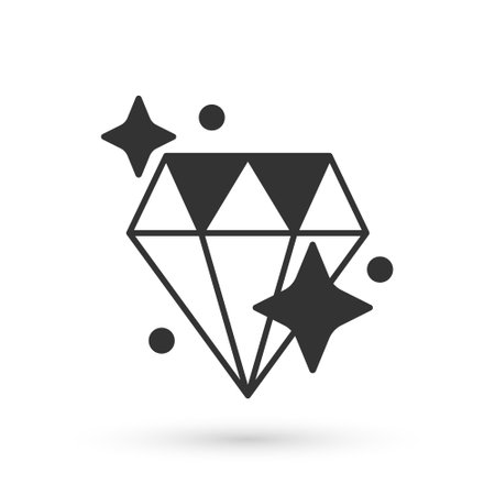 Grey Diamond icon isolated on white background. Jewelry symbol. Gem stone. Vectorのイラスト素材