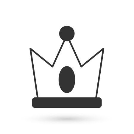Grey King crown icon isolated on white background. Vectorのイラスト素材