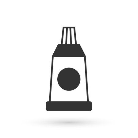 Grey Tube with paint palette icon isolated on white background. Vectorのイラスト素材