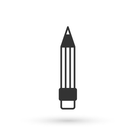 Grey Pencil with eraser icon isolated on white background. Drawing and educational tools. School office symbol. Vectorのイラスト素材