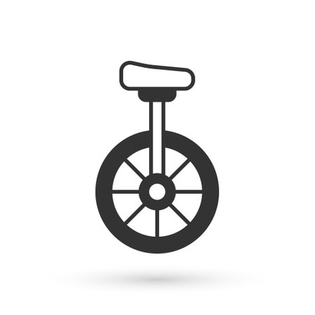 Grey Unicycle or one wheel bicycle icon isolated on white background. Monowheel bicycle. Vectorのイラスト素材