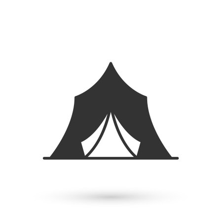 Grey Circus tent icon isolated on white background. Carnival camping tent. Amusement park. Vectorのイラスト素材