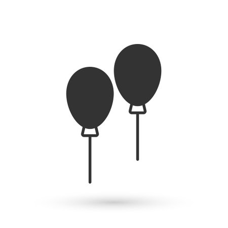 Grey Balloons with ribbon icon isolated on white background. Vectorのイラスト素材
