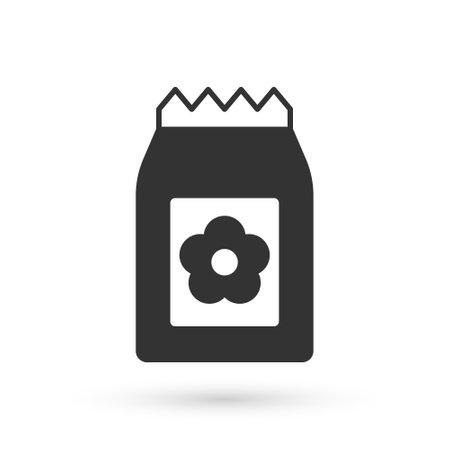 Grey Pack full of seeds of a specific plant icon isolated on white background. Vectorのイラスト素材