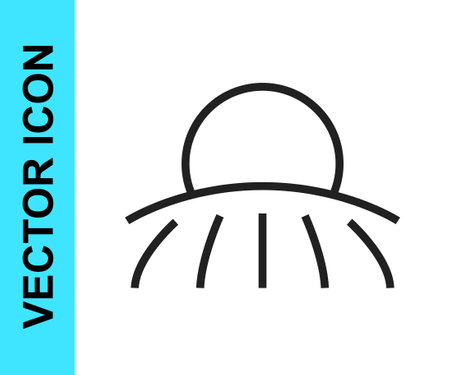 Black line Sunrise icon isolated on white background. Vectorのイラスト素材