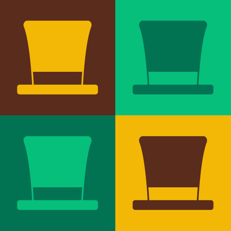 Pop art Cylinder hat icon isolated on color background. Vectorのイラスト素材