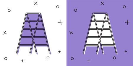 Set Wooden staircase icon isolated on white and purple background. Vectorのイラスト素材