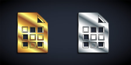 Gold and silver Lottery ticket icon isolated on black background. Bingo, lotto, cash prizes. Financial success, prosperity, victory, winnings luck. Long shadow style. Vectorのイラスト素材