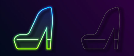 Glowing neon line Woman shoe with high heel icon isolated on black background. Vectorのイラスト素材