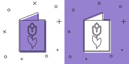 Set Greeting card with 8 March icon isolated on white and purple background. International Happy Women Day. Vectorのイラスト素材