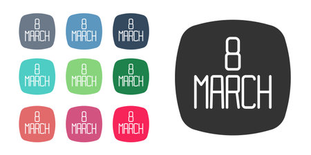 Black 8 March icon isolated on white background. International Happy Women Day. Set icons colorful. Vectorのイラスト素材