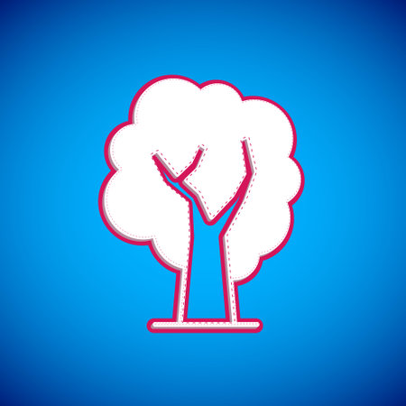 White Tree icon isolated on blue background. Forest symbol. Vectorのイラスト素材