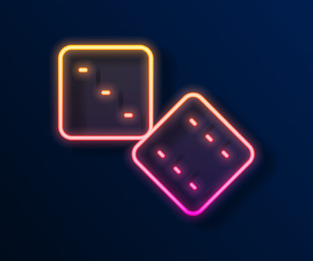 Glowing neon line Game dice icon isolated on black background. Casino gambling. Vectorのイラスト素材