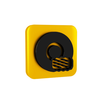 Black Washing dishes icon isolated on transparent background. Cleaning dishes icon. Dishwasher sign. Clean tableware sign. Yellow square button.の写真素材