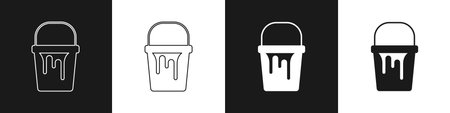 Set Paint bucket icon isolated on black and white background. Vectorのイラスト素材