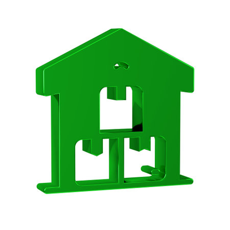Green Full warehouse icon isolated on transparent background.の写真素材