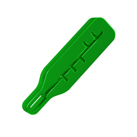 Green Medical thermometer for medical examination icon isolated on transparent background.
