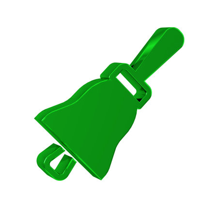 Green Ringing bell icon isolated on transparent background. Alarm symbol, service bell, handbell sign, notification symbol.の写真素材