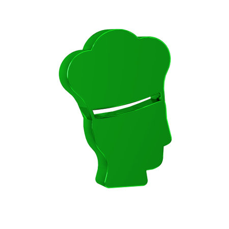 Green Italian cook icon isolated on transparent background.の写真素材