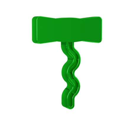 Green Wine corkscrew icon isolated on transparent background.の写真素材