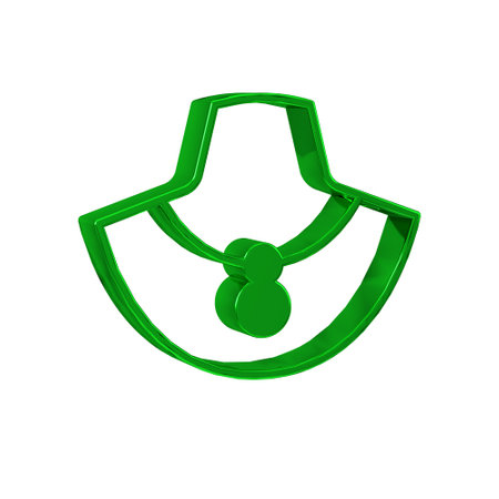 Green Necklace on mannequin icon isolated on transparent background.の写真素材