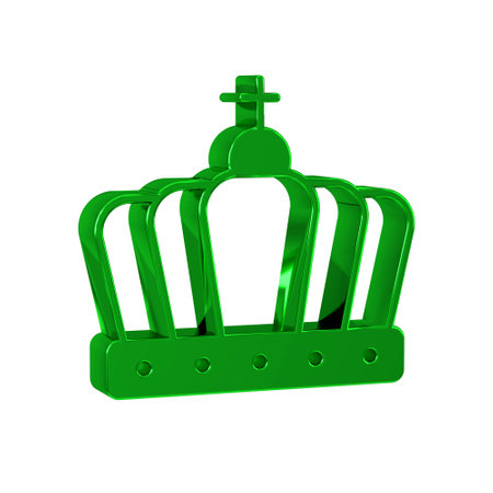 Green King crown icon isolated on transparent background.の写真素材