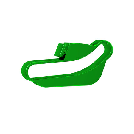 Green Inflatable boat with outboard motor icon isolated on transparent background.の写真素材