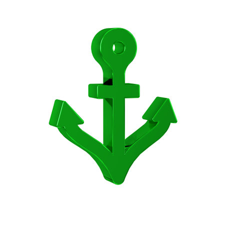 Green Anchor icon isolated on transparent background.の写真素材