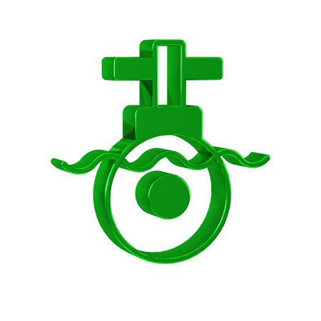 Green Submarine icon isolated on transparent background. Military ship.の写真素材