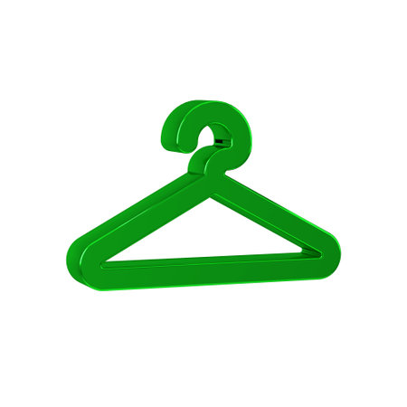 Green Hanger wardrobe icon isolated on transparent background. Cloakroom icon. Clothes service symbol. Laundry hanger sign.の写真素材