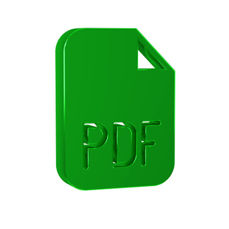 Green PDF file document. Download pdf button icon isolated on transparent background. PDF file symbol.の写真素材