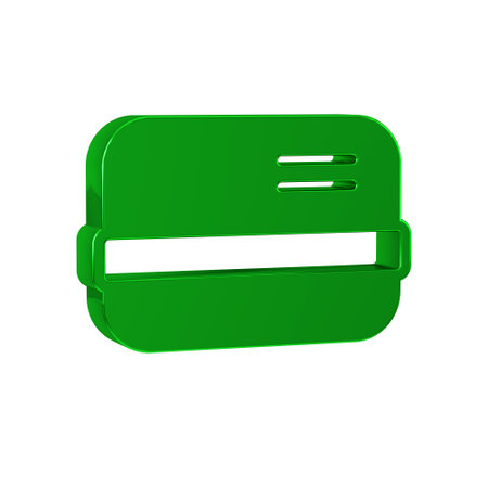 Green Credit card icon isolated on transparent background. Online payment. Cash withdrawal. Financial operations. Shopping sign.の写真素材