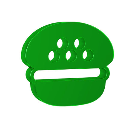 Green Taxi driver cap icon isolated on transparent background.の写真素材