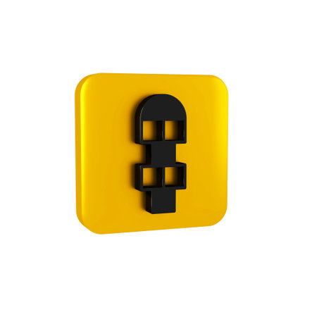 Black Hopscotch icon isolated on transparent background. Children asphalt coating drawing. Yellow...