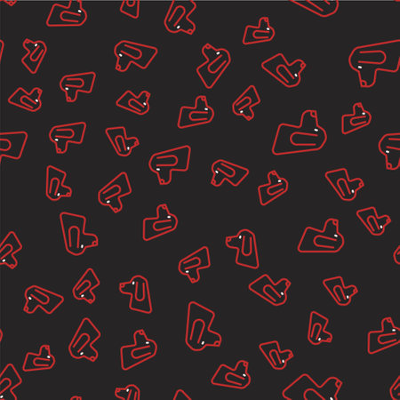 Line Hunting dog icon isolated seamless pattern on black background. Vectorのイラスト素材