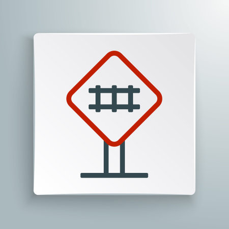 Line Railroad crossing icon isolated on white background. Railway sign. Colorful outline concept. Vectorのイラスト素材