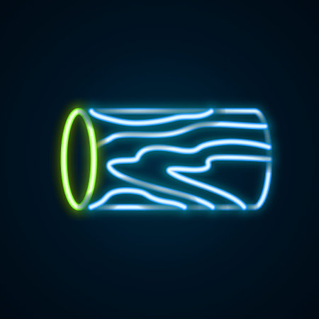 Glowing neon line Wooden log icon isolated on black background. Stack of firewood. Colorful outline concept. Vectorのイラスト素材