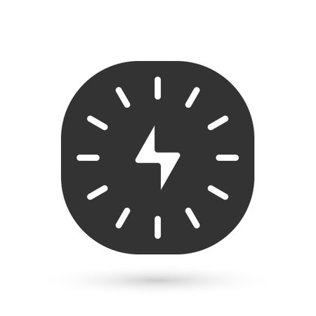 Grey Lightning bolt icon isolated on white background. Flash sign. Charge flash icon. Thunder bolt. Lighting strike. Vectorのイラスト素材
