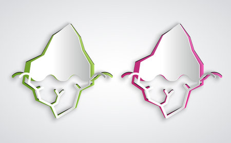 Paper cut Iceberg icon isolated on grey background. Paper art style. Vectorのイラスト素材