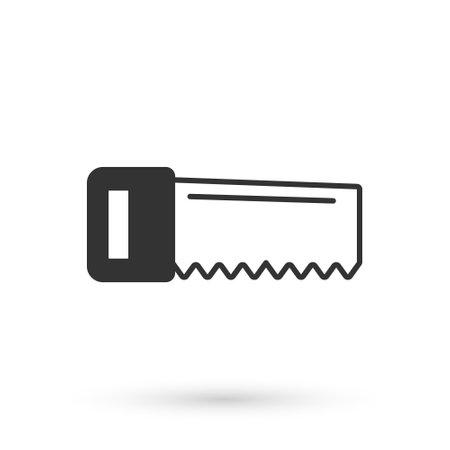 Grey Hand saw icon isolated on white background. Vectorのイラスト素材