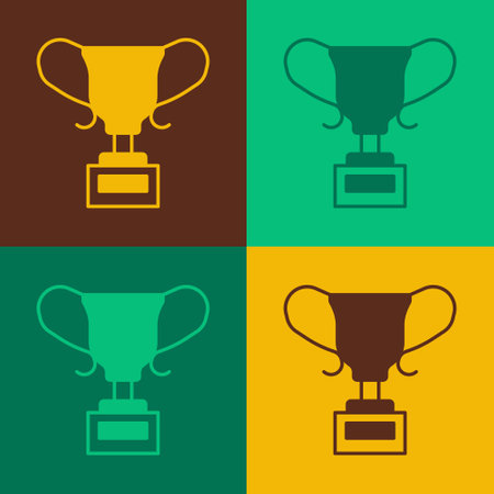 Pop art Award cup icon isolated on color background. Winner trophy symbol. Championship or competition trophy. Sports achievement sign. Vectorのイラスト素材