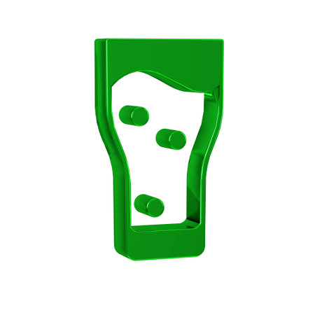 Green Glass of beer icon isolated on transparent background.