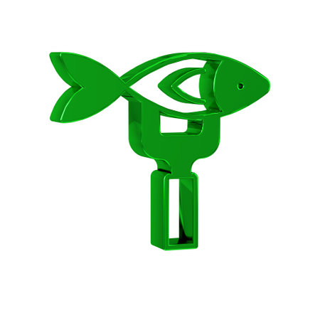 Green Dried fish icon isolated on transparent background.の写真素材