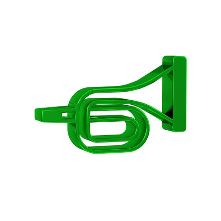 Green Musical instrument trumpet icon isolated on transparent background.の写真素材