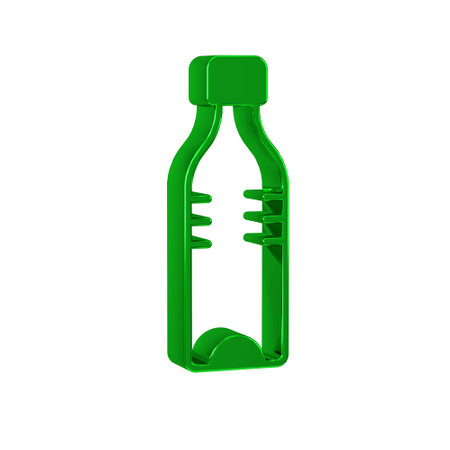 Green Bottle of water icon isolated on transparent background. Soda aqua drink sign.の写真素材