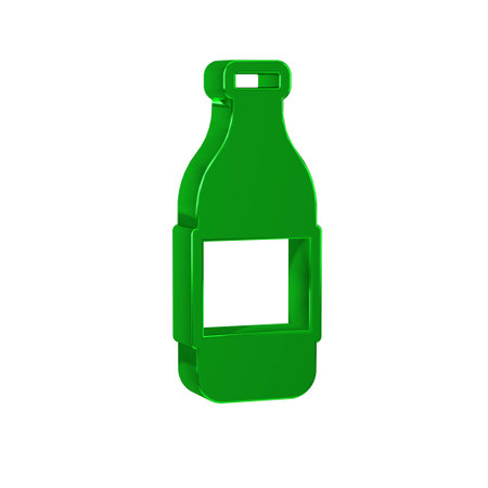Green Bottle of wine icon isolated on transparent background.の写真素材