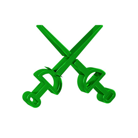 Green Fencing icon isolated on transparent background. Sport equipment.の写真素材